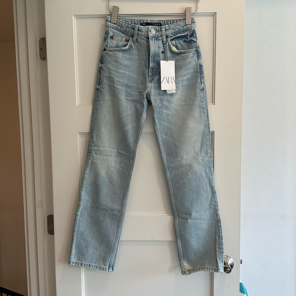 NWT Zara light wash high waist denim jeans